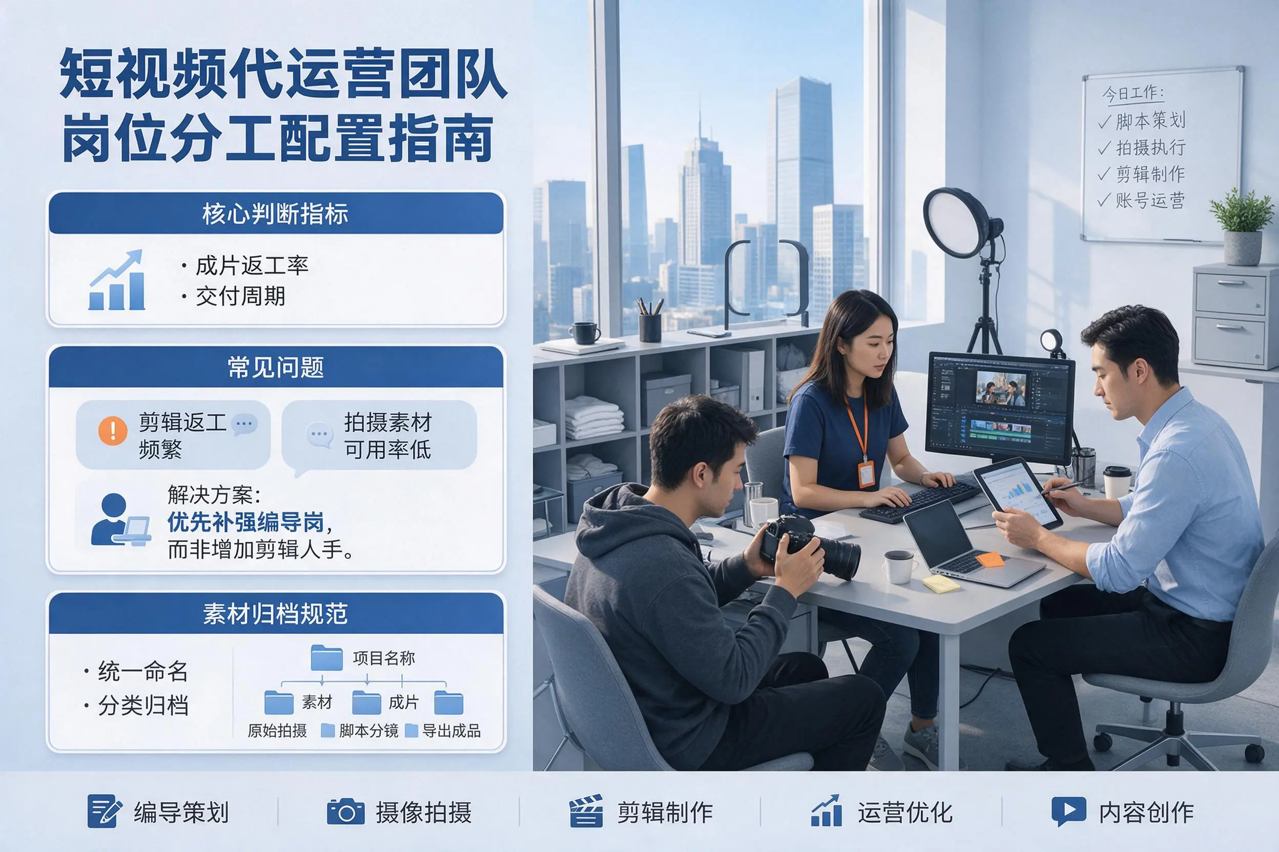 短视频代运营团队如何配置?商丘企业岗位分工科普说明