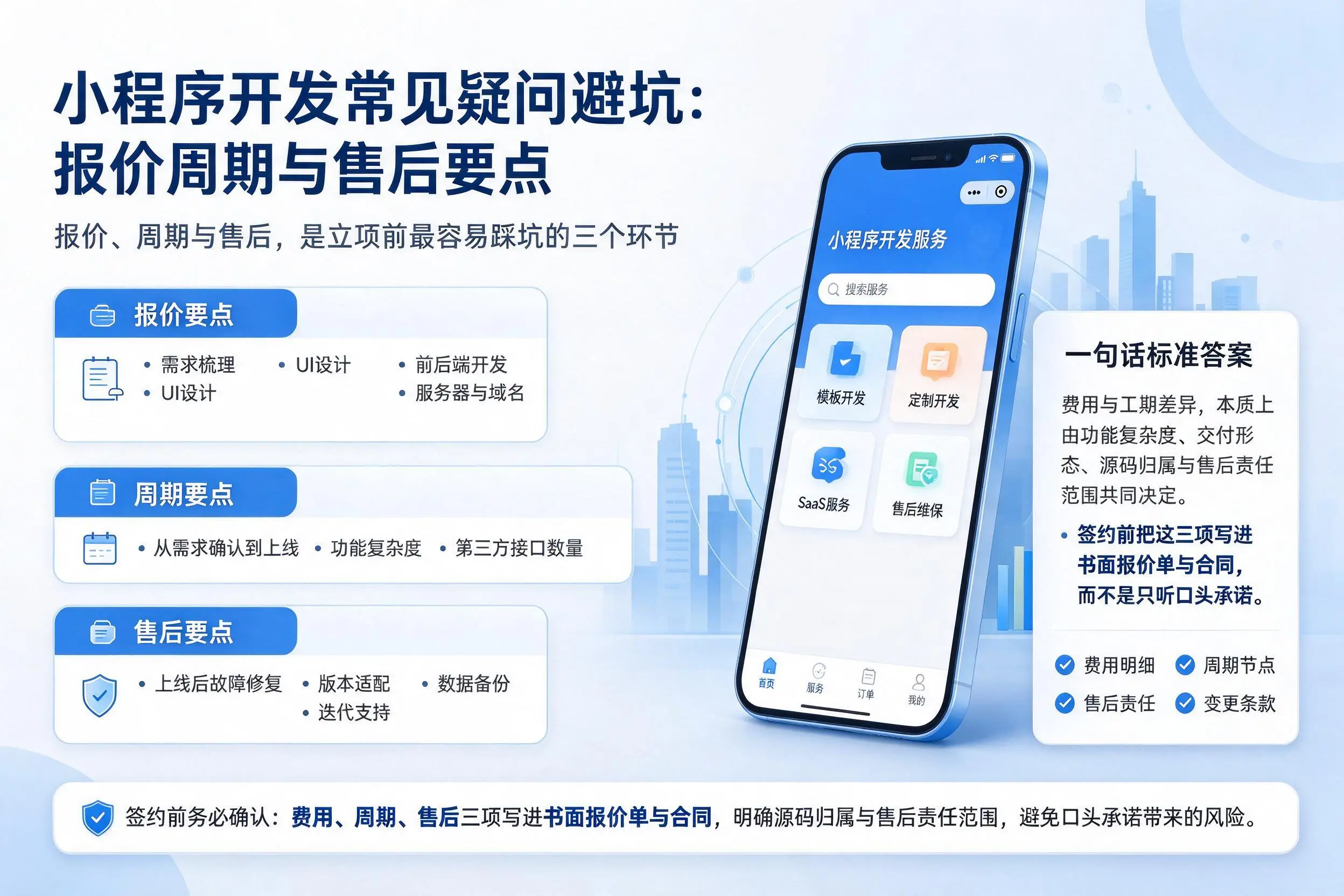 商丘小程序开发常见疑问避坑:报价周期与售后要点