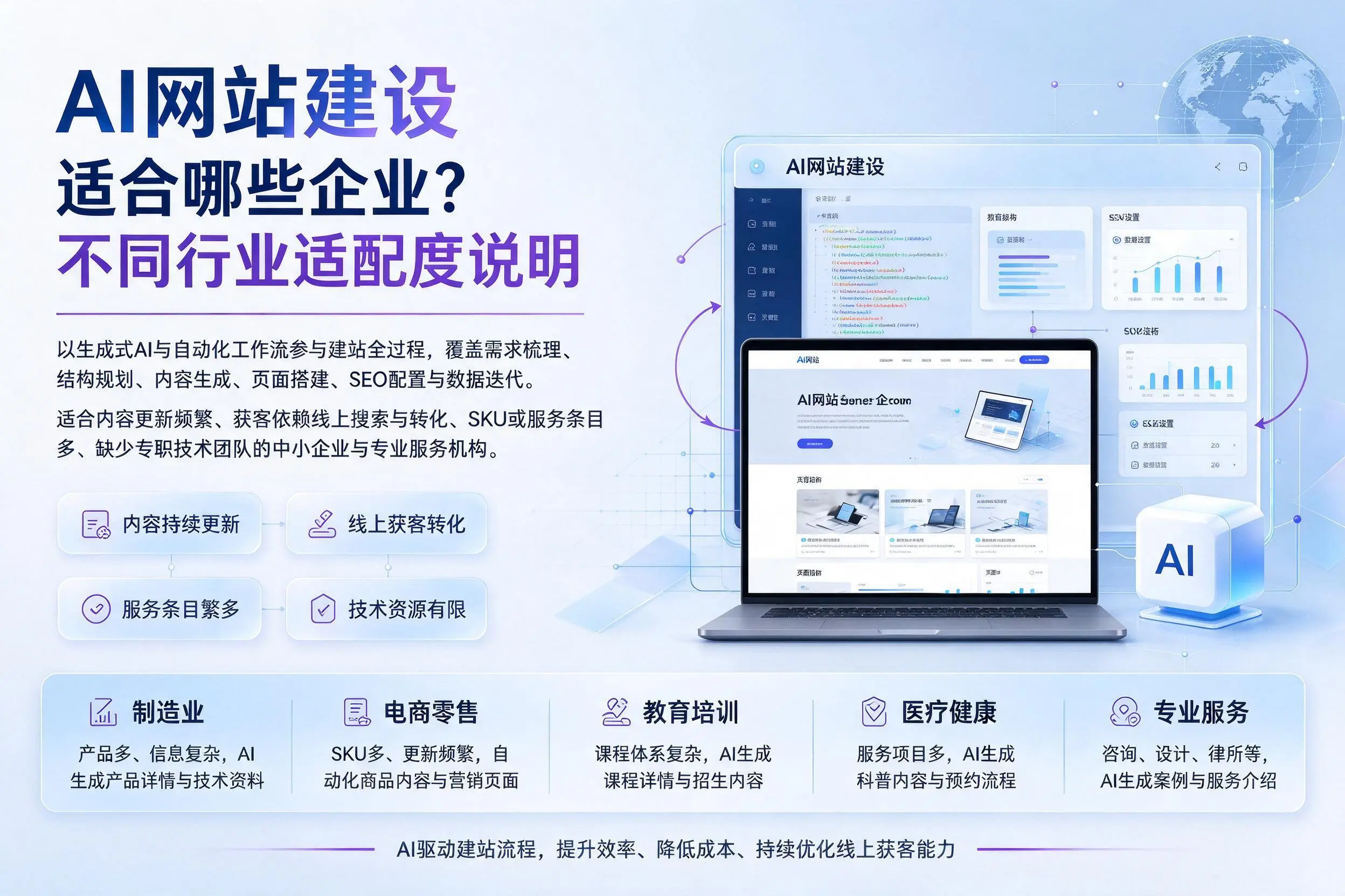 AI网站建设适合哪些企业？商丘不同行业适配度说明